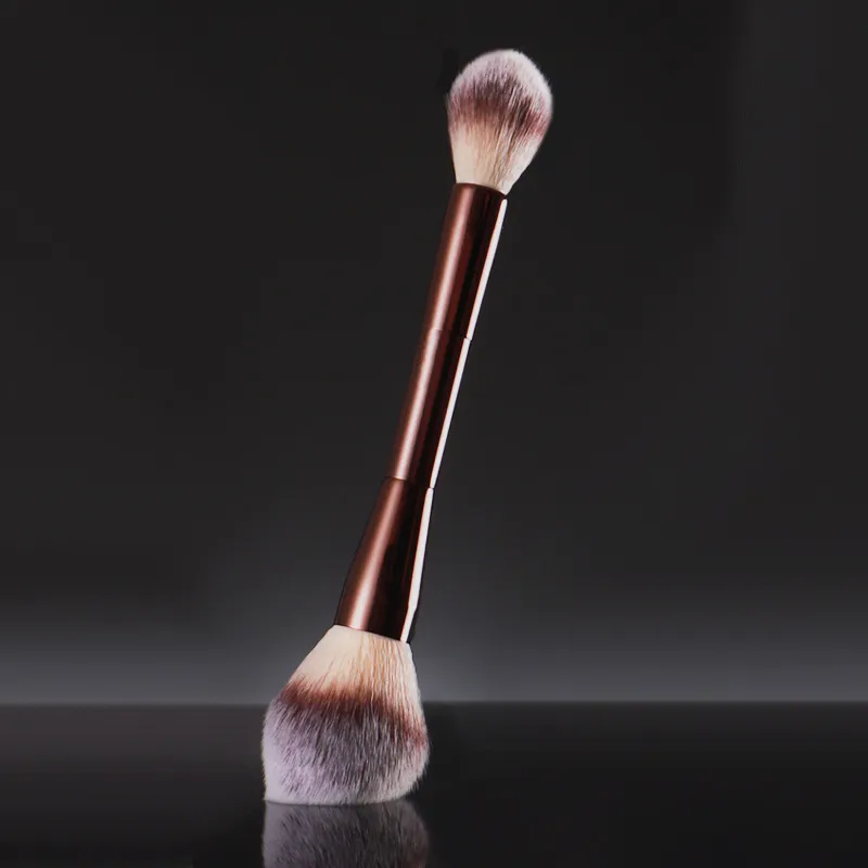 Professional Dual Ended Powder Brush Soft Synthetic Fiber Makeup Brush Large Fluffy Contour Highlighter Brush