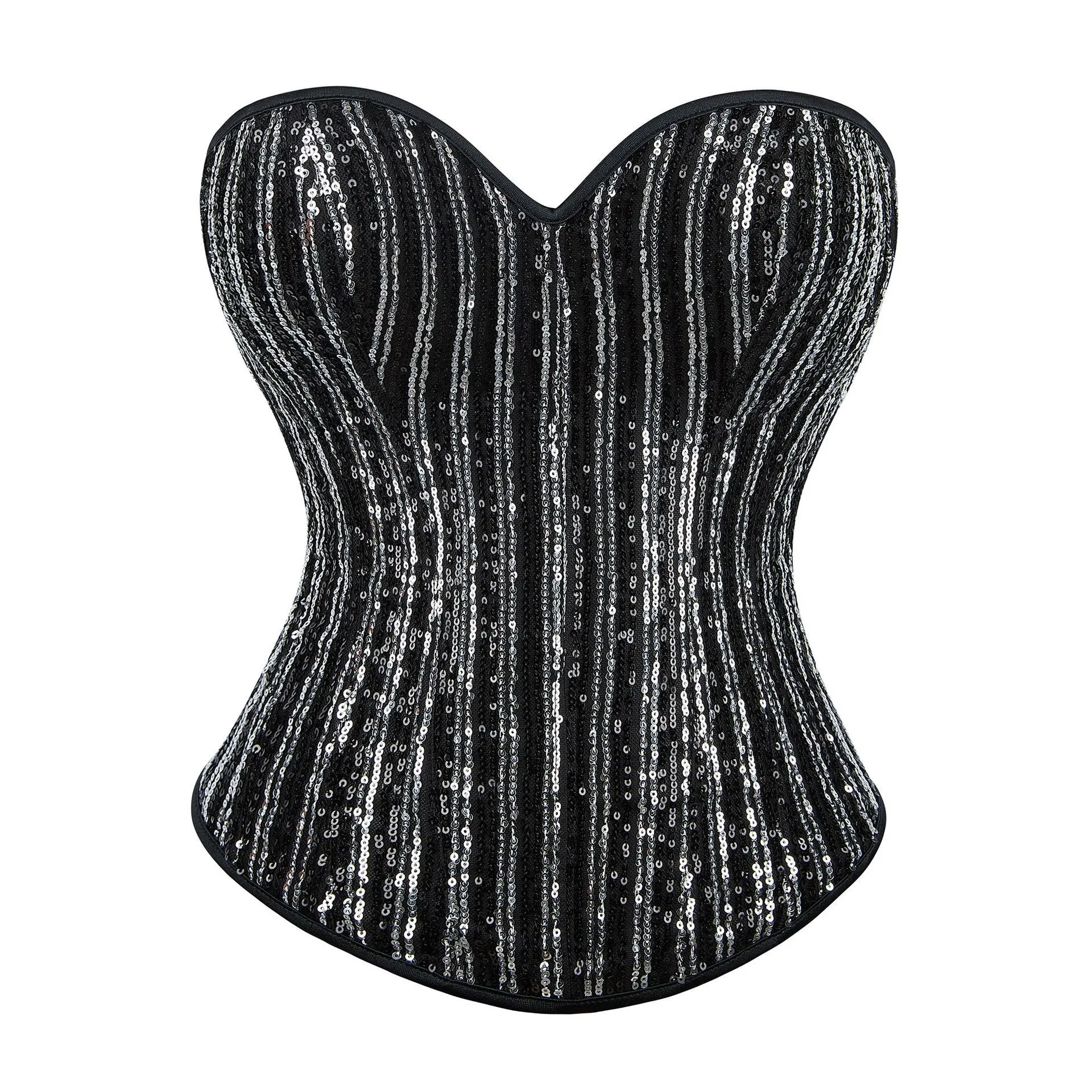 Plus Size Sequin Corset Top Γυναικείο Strapless Boned Bustier Palace Style Shaping Vest Party Clubwear Outerwear