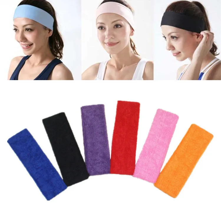 Bandeau de Sport Absorbant la Transpiration Couleur Unie Tricoté Acrylique Elastique pour Yoga Course Fitness Femmes Hommes Accessoires de Cheveux