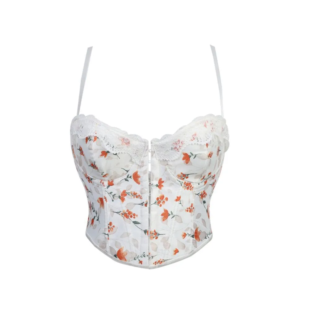 Γυναικείο Sexy Φλοράλ Πολυεστερικό Korset Camisole Push Up Bustier Monopeto Slim Fit Shaping Crop Top