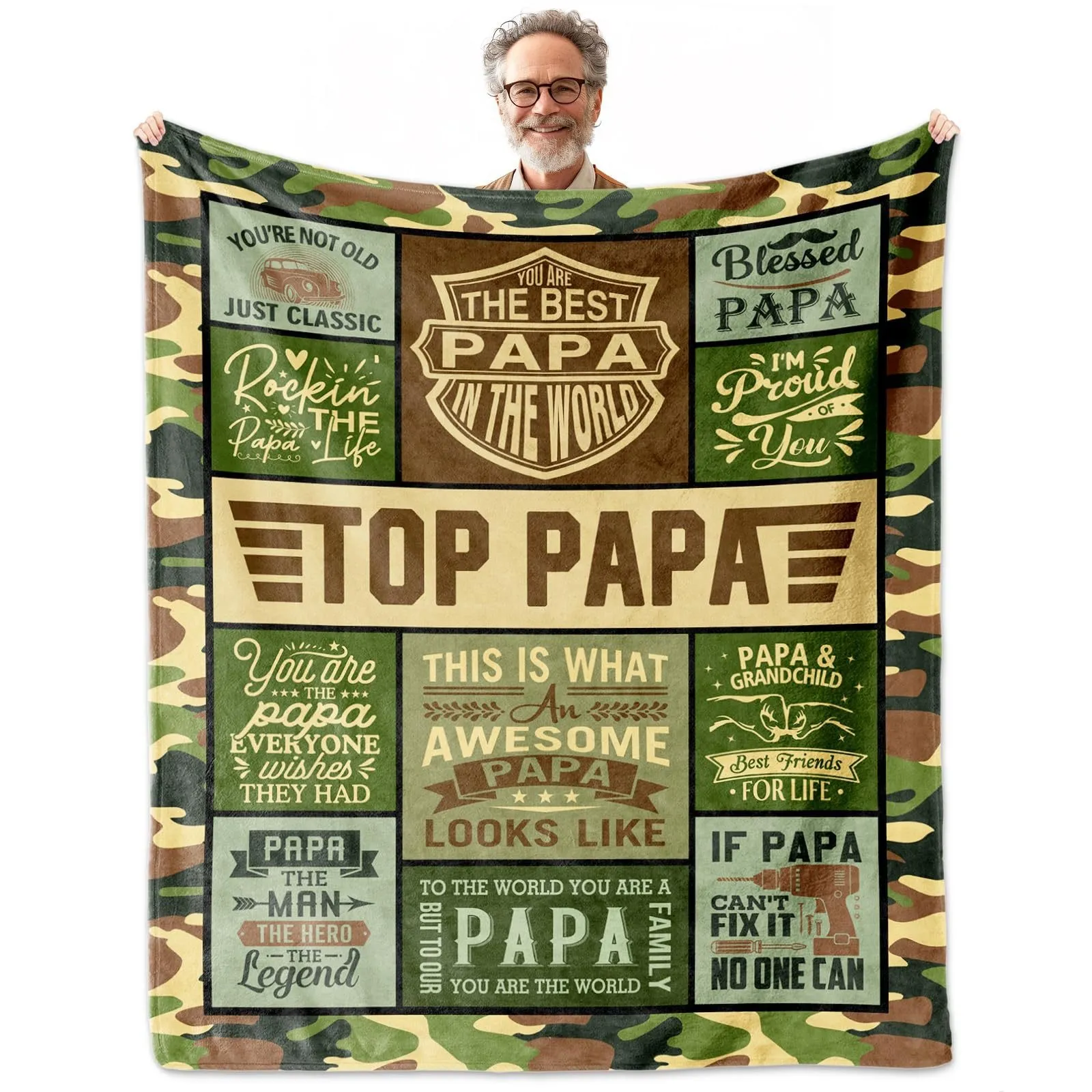 Custom Father's Day Dad Blanket Flannel Fleece Warm Soft Throw Blanket Personalized Gift For Dad Grandpa Son