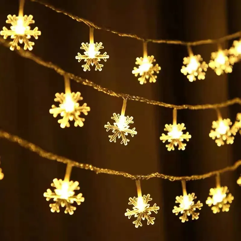 LED Schneeflocke Lichterkette Festiv Weihnachtsbaum Hängende Dekoration Warmweiß Bunte Lichterkette Party Innen Außen Beleuchtung