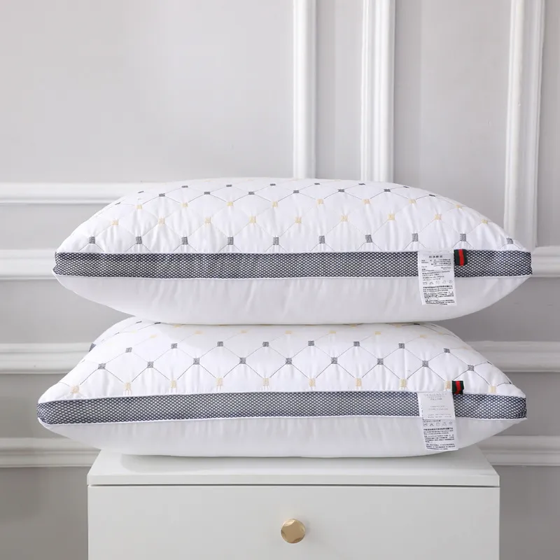 Hotel Luxury Bed Pillow Core White Quilted Neck Support Pillow Breathable Mesh Edge Down Alternative Pillow Insert