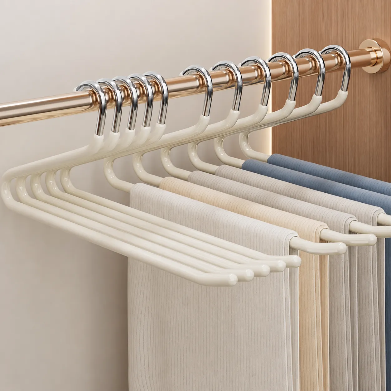 Percha para Pantalones de Acero Inoxidable Multicapa Ahorro de Espacio En Forma de S En Forma de Z Antideslizante Organizador de Armario