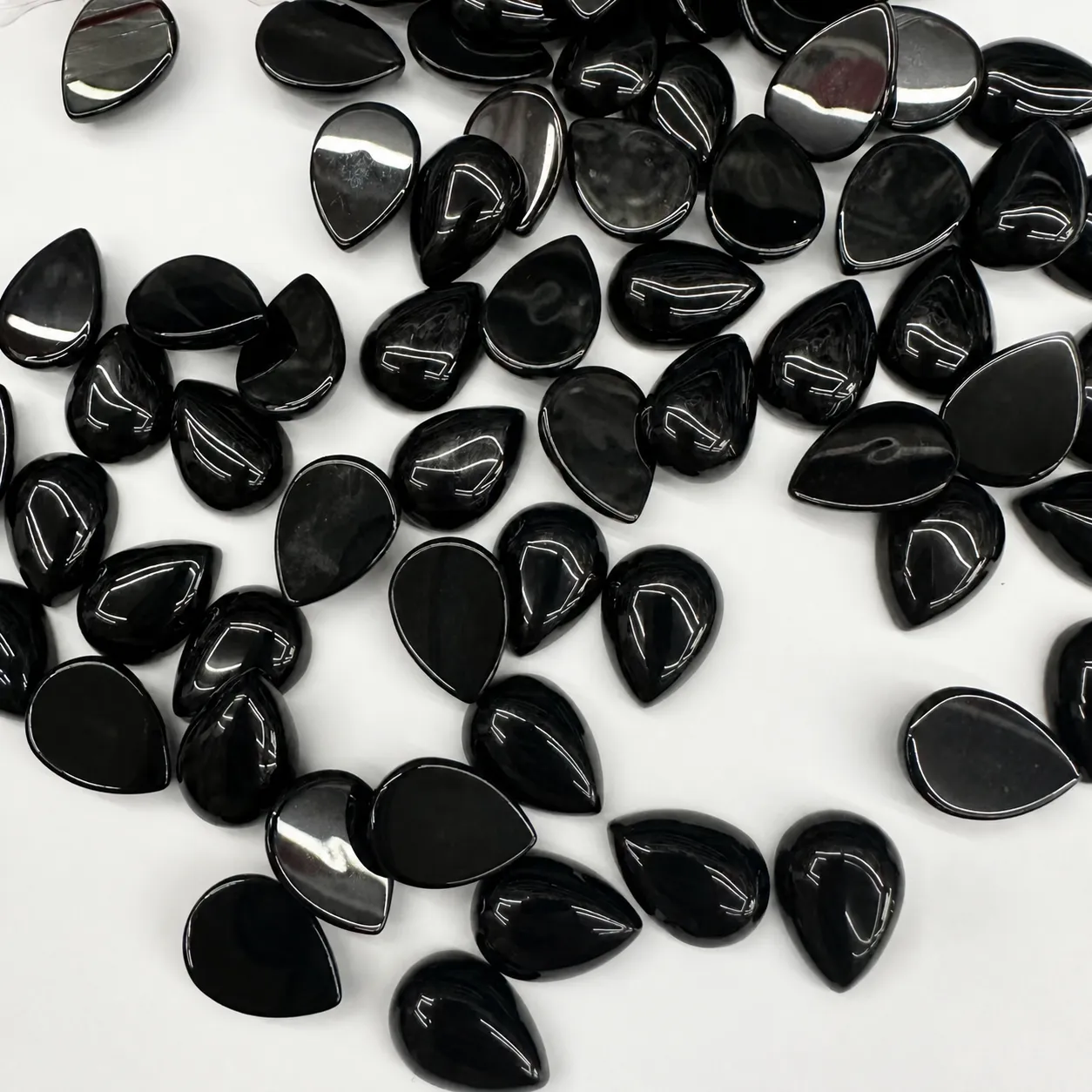 Natuurlijke Zwarte Agaat Cabochon Waterdruppel Peer Vorm Gepolijste Steen Voor Sieraden Maken Ring Oorbel Hanger DIY Materiaal Accessoires
