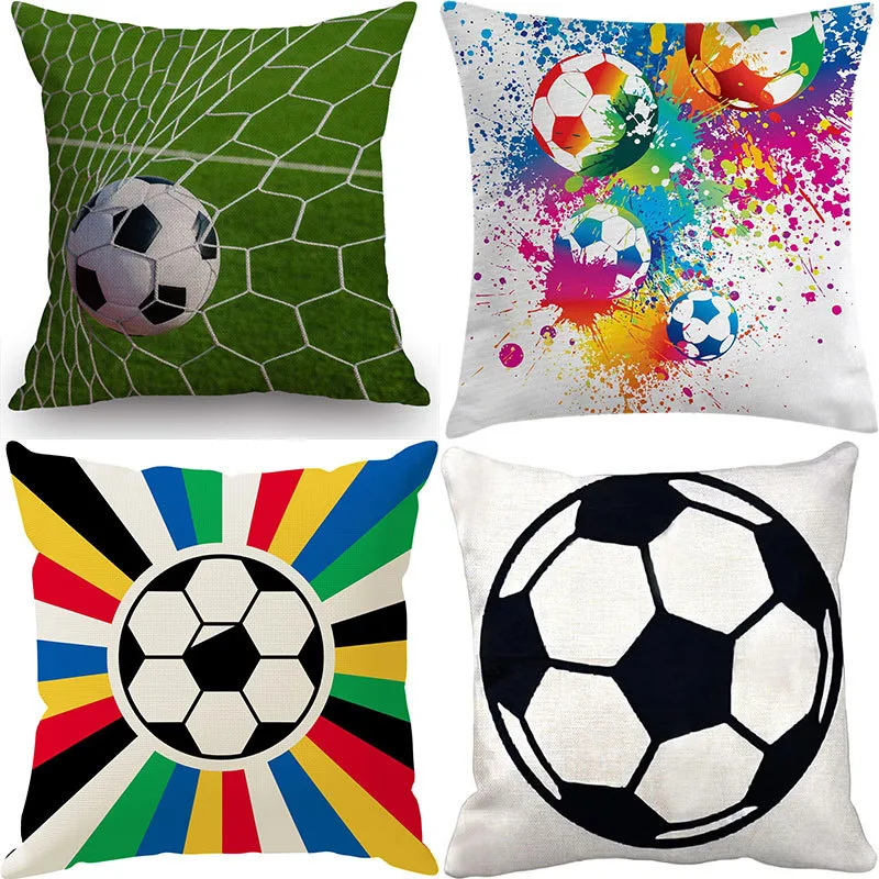 Vintage Retro Football Soccer Printed Pillow Cover Polyester Decorative Cushion Case For Living Room Sofa Home Decor