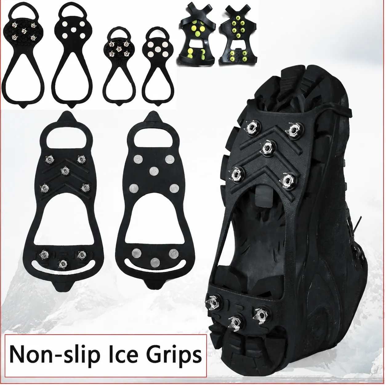 Outdoor Anti Rutsch Steigeisen Eis Schnee Stollen Silikon Kletterschuhe Abdeckung Mit Metallspikes Traktionsstollen Für Wandern Gehen Winter