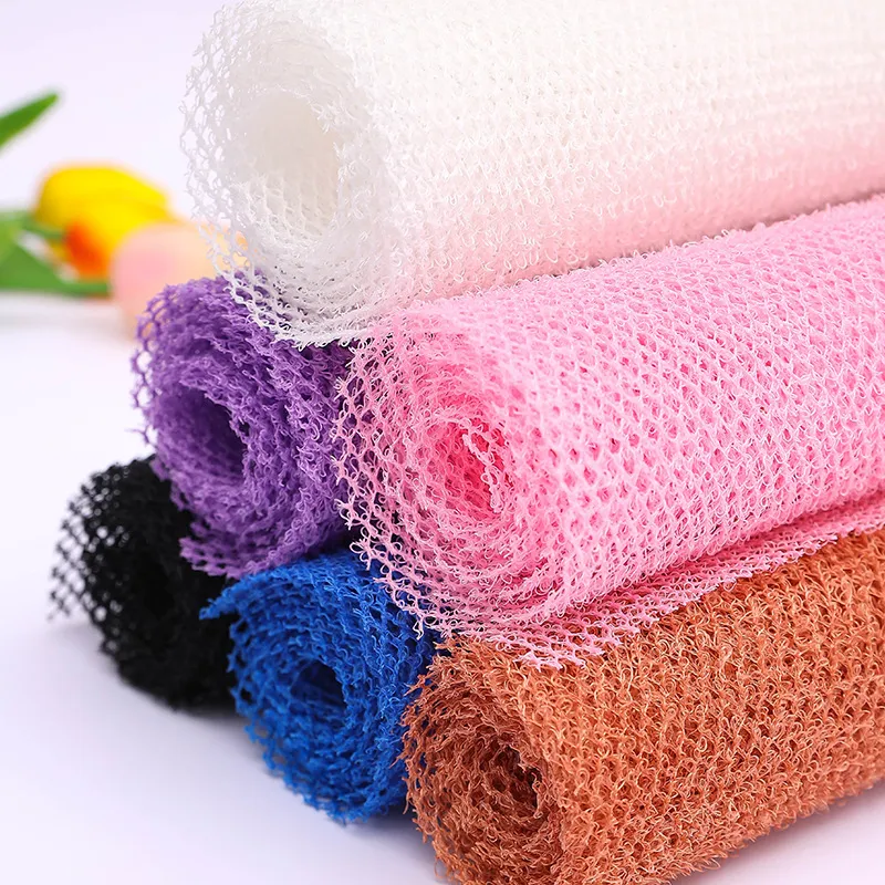 African Exfoliating Net Bath Sponge Long Body Scrubber Nylon Mesh Shower Towel Skin Cleaning Back Scrubber For Men Women