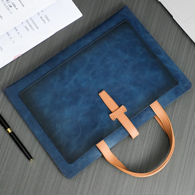Large Capacity PU Leather Business Briefcase Waterproof Commuting Document Bag Portable Handheld File Bag For Office