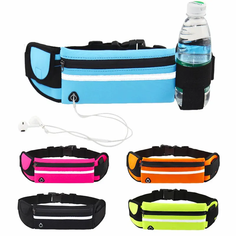Marsupio da Corsa Impermeabile Borsa Fitness Con Striscia Riflettente Cintura Regolabile Borsello Sportivo Per Jogging