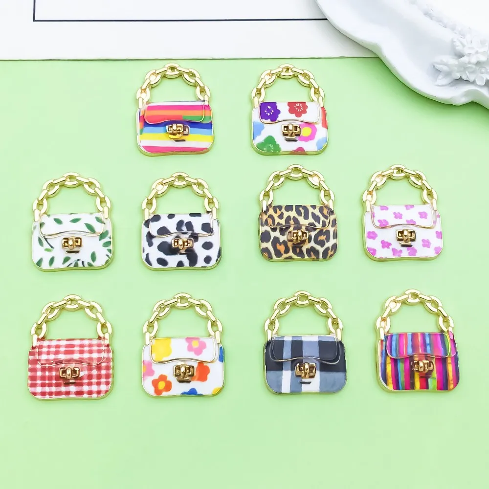 Ciondolo Mini Borsa Smaltato in Lega di Zinco Carino Forma di Borsetta DIY Artigianato Ciondolo Accessori per Creazione di Gioielli Moda Regalo
