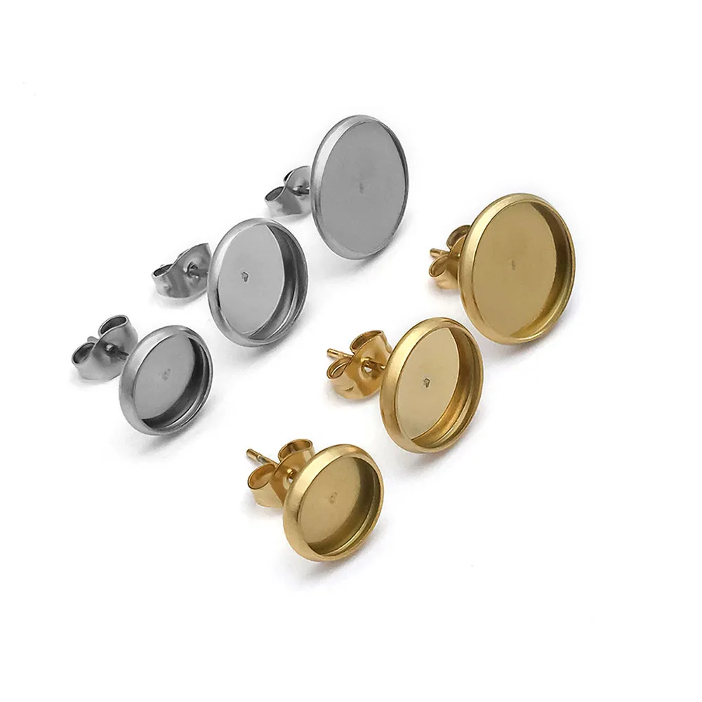 Roestvrij Stalen Leuke Lunet Tray Oorknopjes Goud En Zilver Verguld DIY Sieradenbenodigdheden