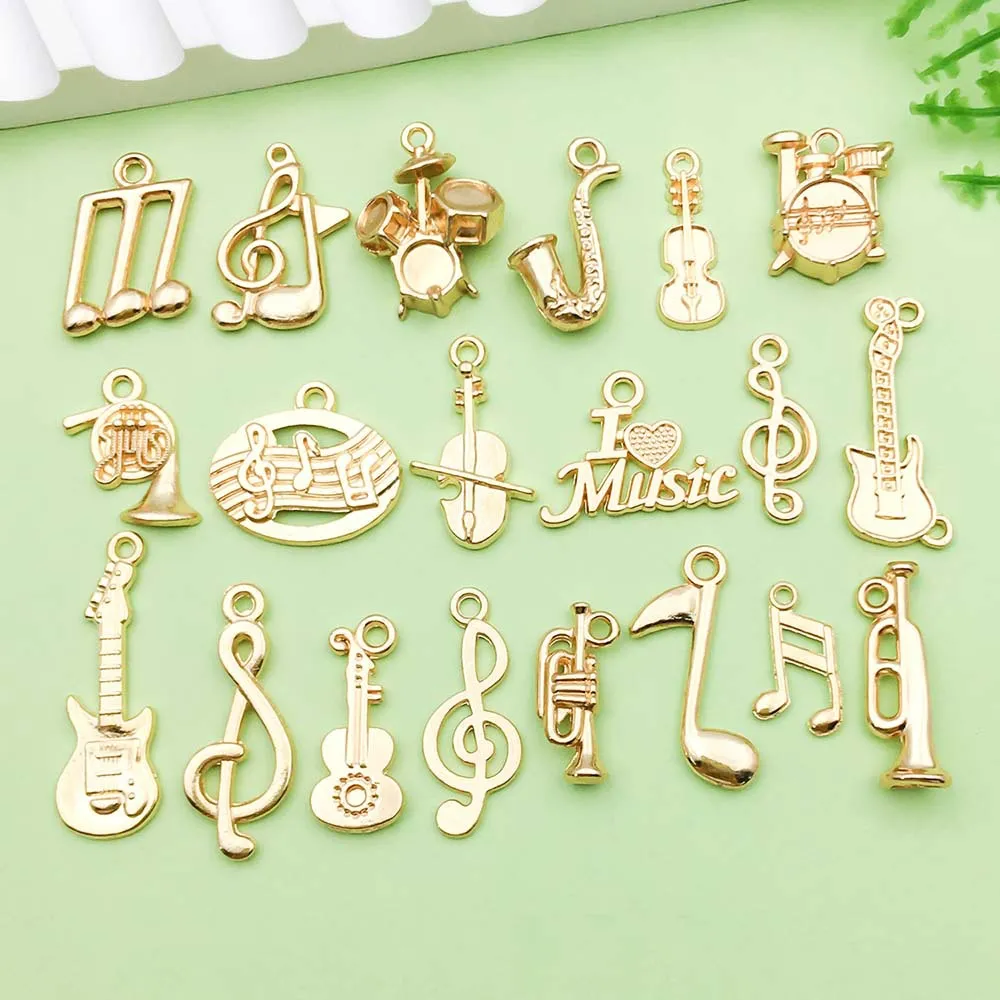 KC Gold Alloy Musical Instruments And Notes Charms DIY Bracelet Necklace Jewelry Accessories Craft Findings