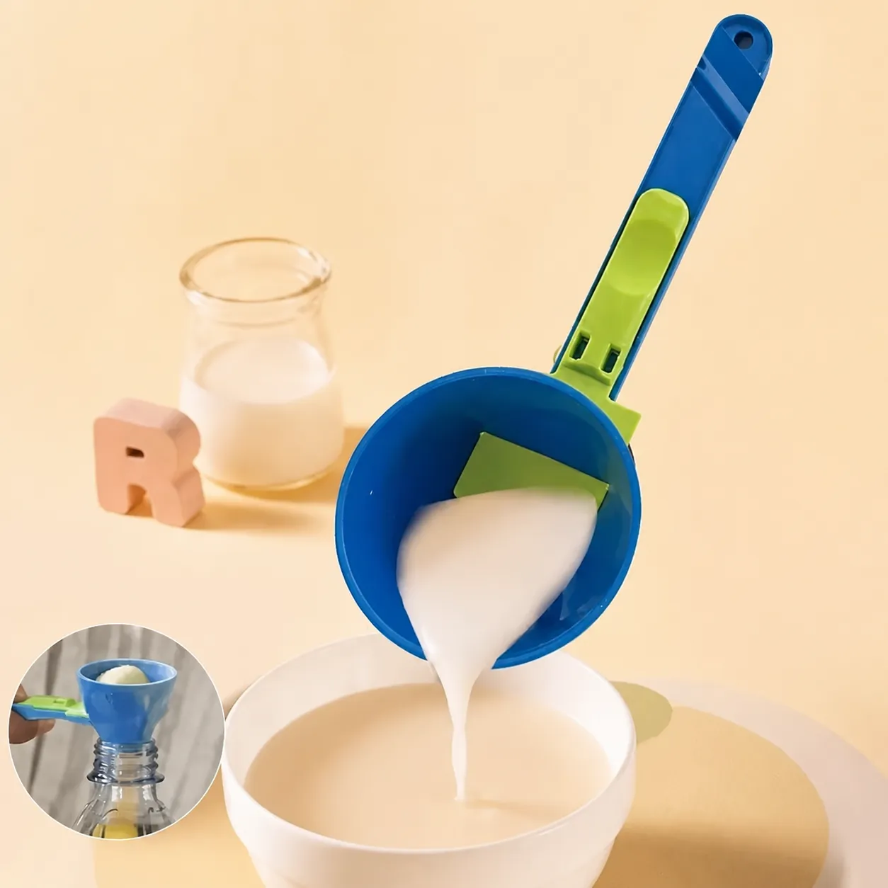 Creative Sliding Measuring Spoon Plastic Protein Powder Funnel Spoon Multi-functional Kitchen Baking Gadget Tool