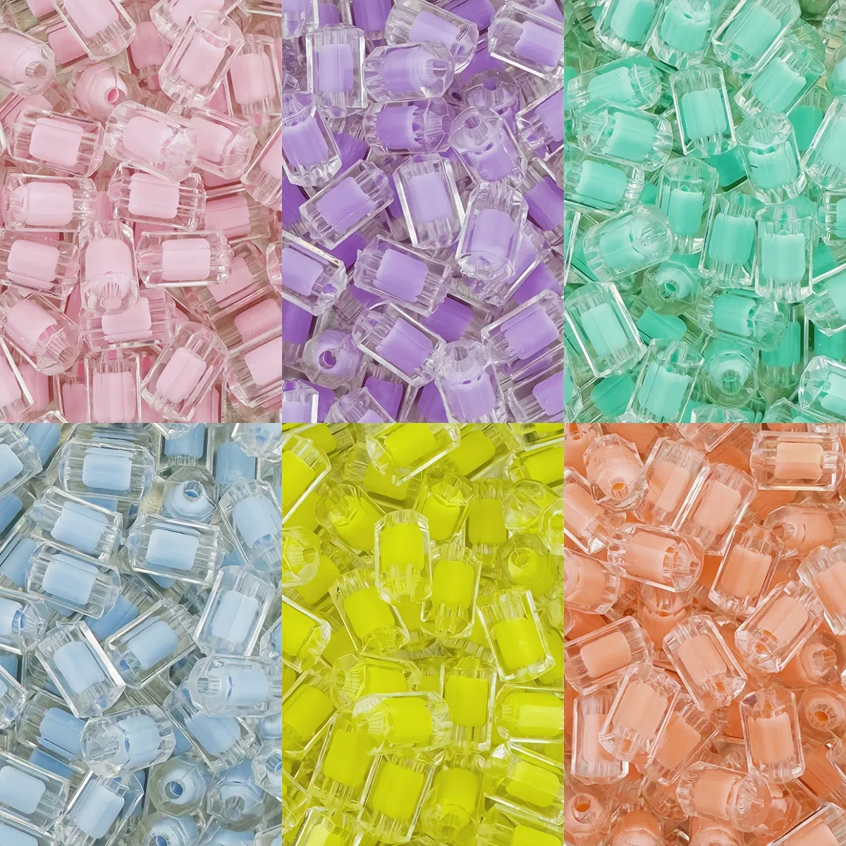 Perles en Vrac Colorées en Cylindre Acrylique avec Couleur Intérieure pour Bracelets Faits Main DIY et Accessoires de Bijoux