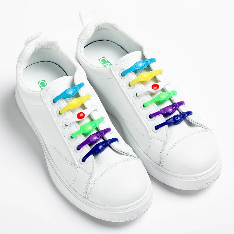 Tie-Free Elastic Silicone Shoelaces Colorful Stretch Shoelace Buckle For Sneakers Casual Shoes Footwear Accessories