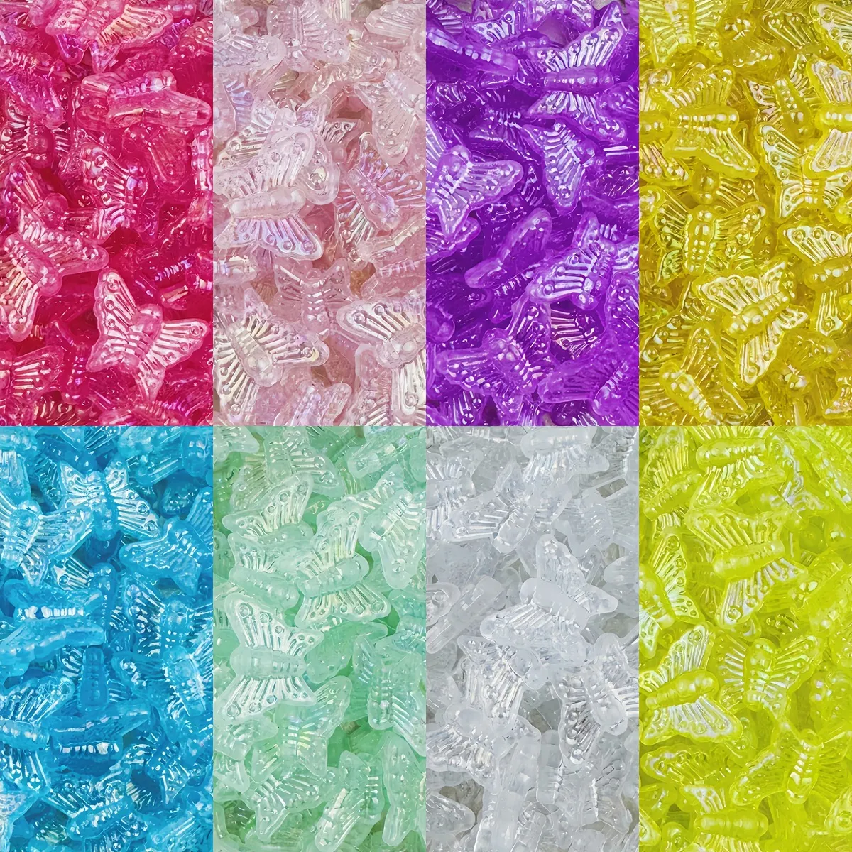 Perline Sfuse a Farfalla Trasparente in Acrilico Colorato Accessori per Gioielli Fatti a Mano DIY per Creazione Bracciali e Collane