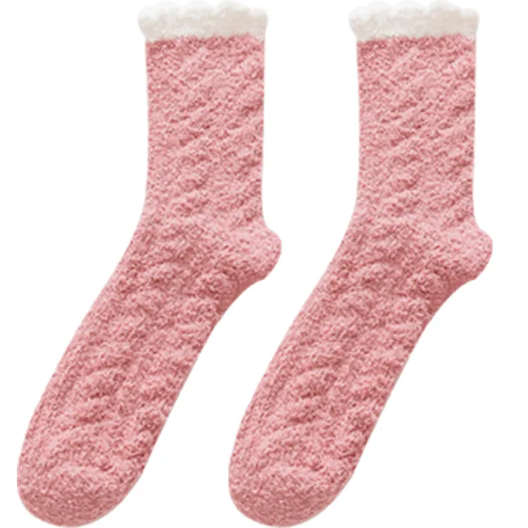 Womens Winter Thickened Coral Fleece Sleeping Socks Soft Warm Plush Home Floor Socks Plus Velvet Thermal Sleep Socks