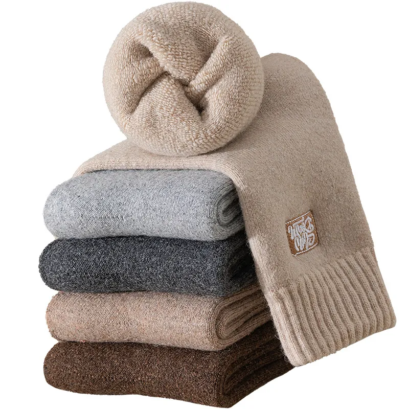 Herren Winter Warme Wollmischung Crew Socken Verdickte Thermische Fleece Handtuchboden Deo Kaltes Wetter Lange Socken
