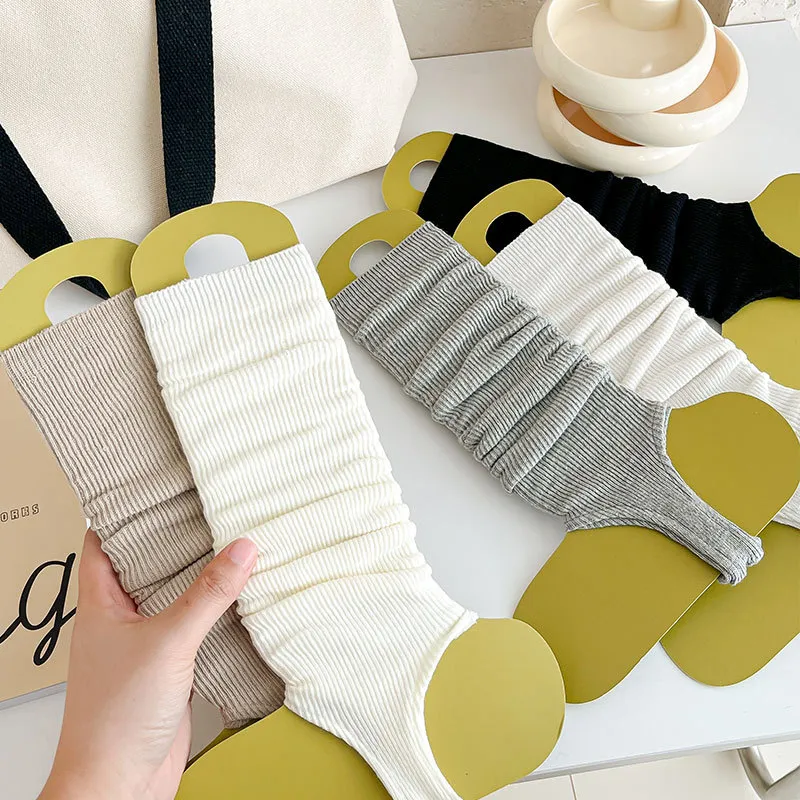 Spring Summer Thin Knit Ballet Style Stirrup Leg Warmers Solid Color Slimming Long Calf Sleeves Women Casual Socks