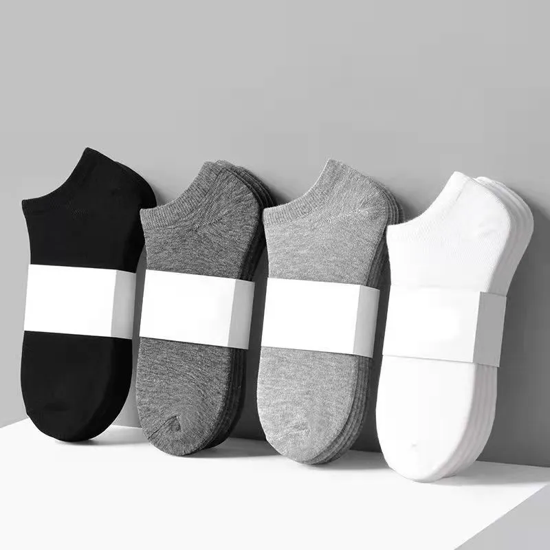 Chaussettes Bateau Homme Coupe Basse Invisible Polyester Couleur Unie Style Simple Été Printemps Respirant Absorbant la Sueur