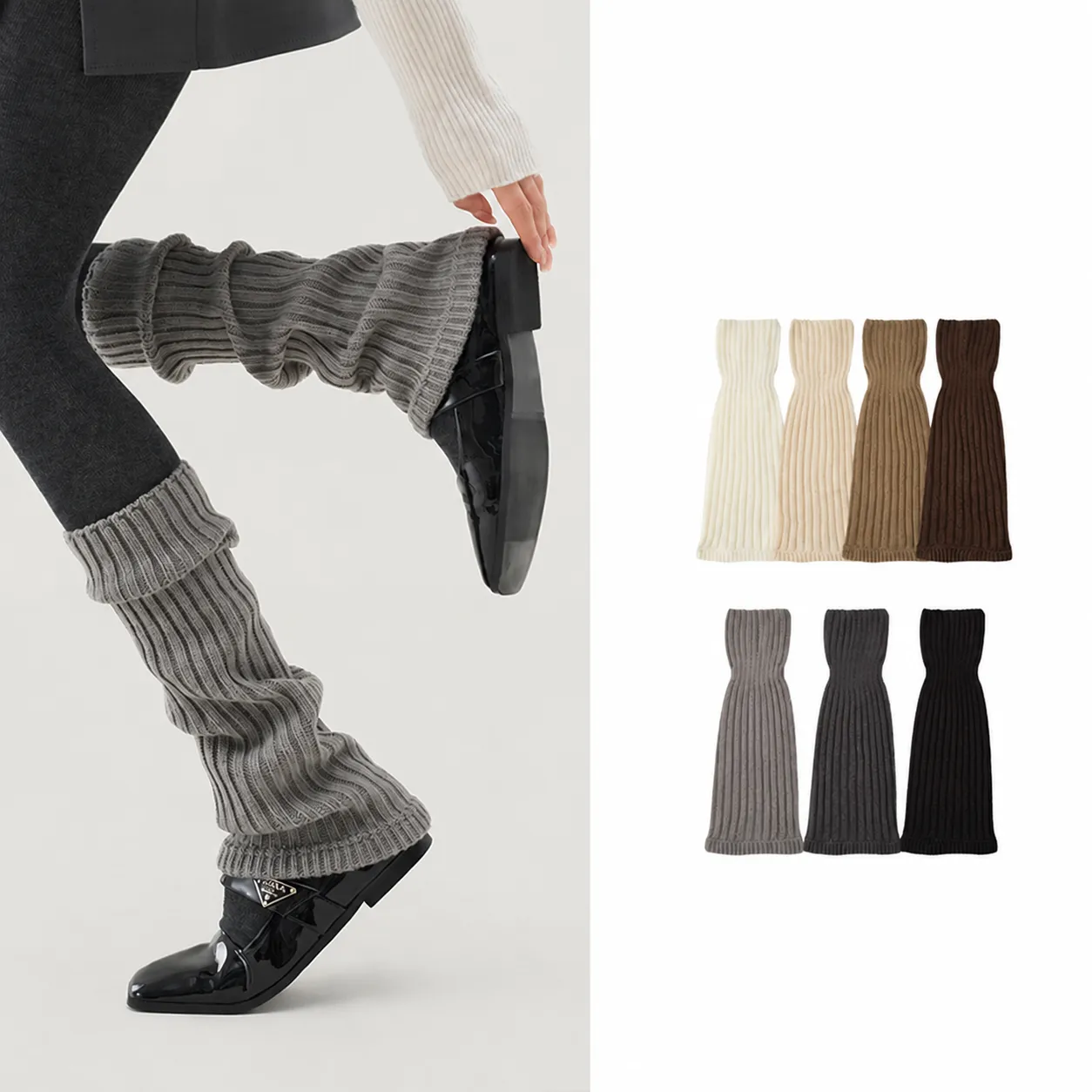 Women Winter Warm Knit Leg Warmers Solid Color Ribbed Long Boot Cuffs Crochet Slouch Socks Fashion Apparel Accessories