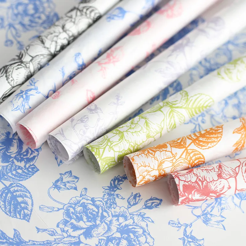 Papier de Soie Imprimé Floral Papier d'Emballage Cadeau Pour Bouquet de Fleurs Emballage DIY et Décoration de Fête