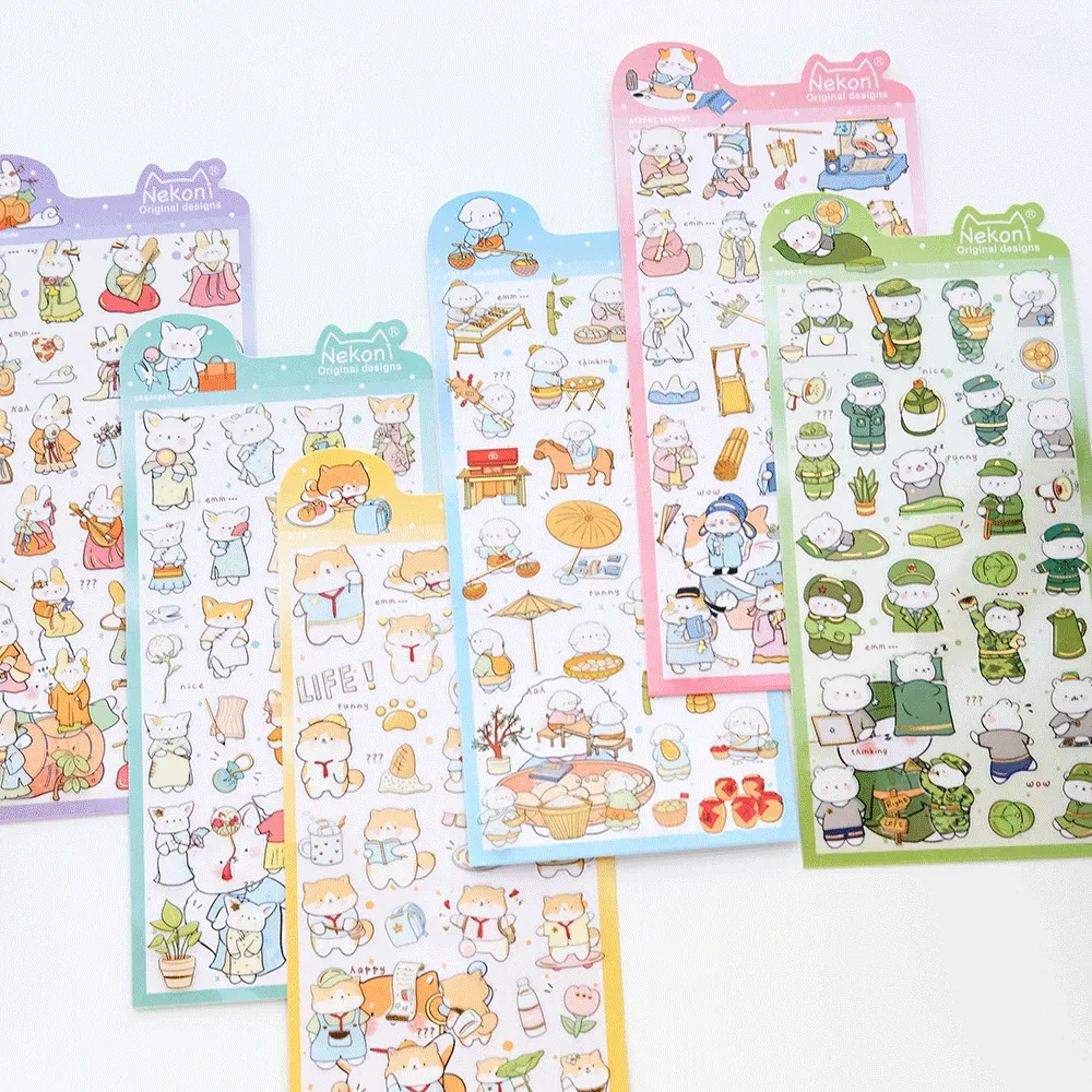 Waterproof Pet Cute Animal Cartoon Stickers Student Planner Diary Decorative Sticker Set Phone Decals