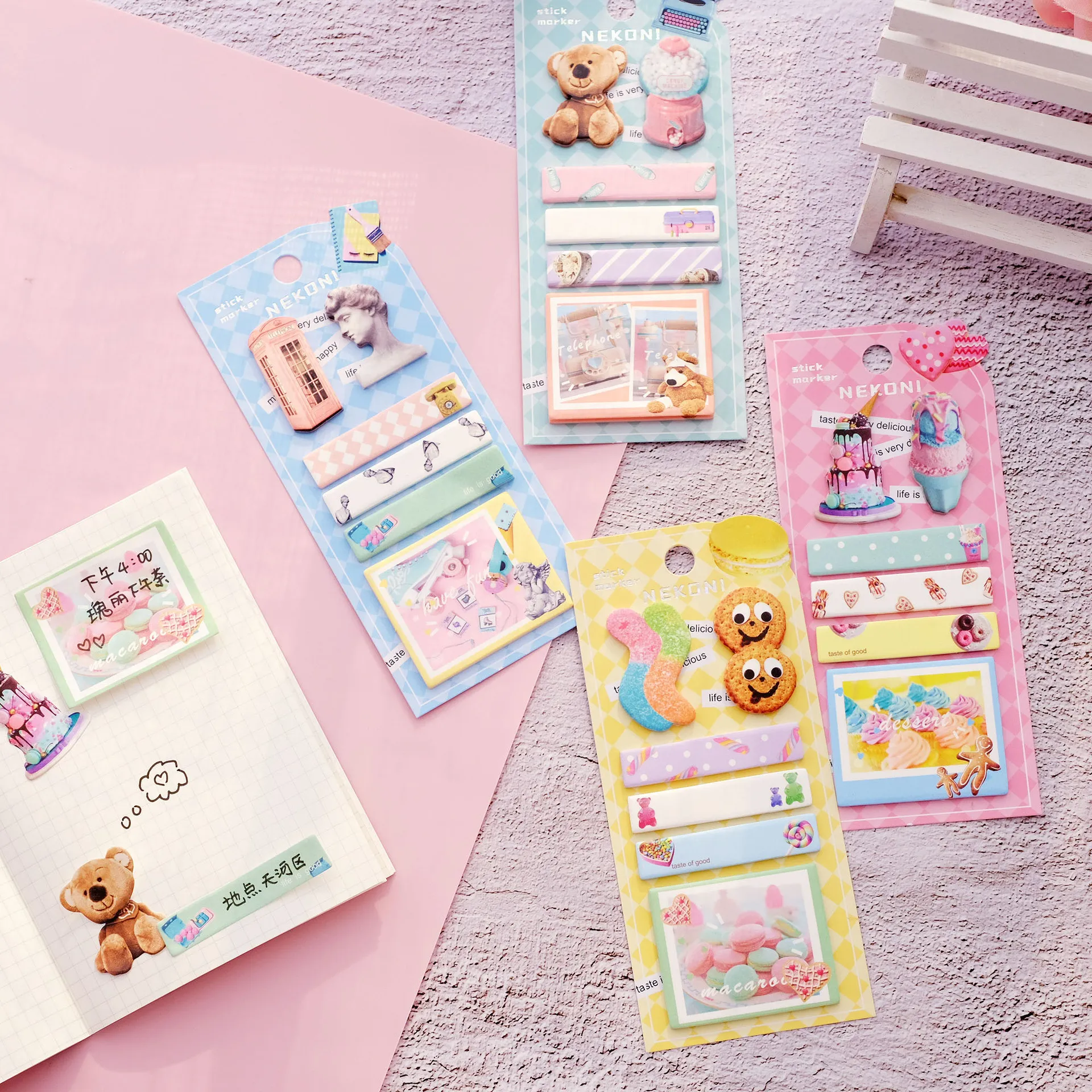 Vaporwave Ins Stijl Decoratieve Haftnotizen Creatief Studie Bladwijzer Hand Ledger Papier Set
