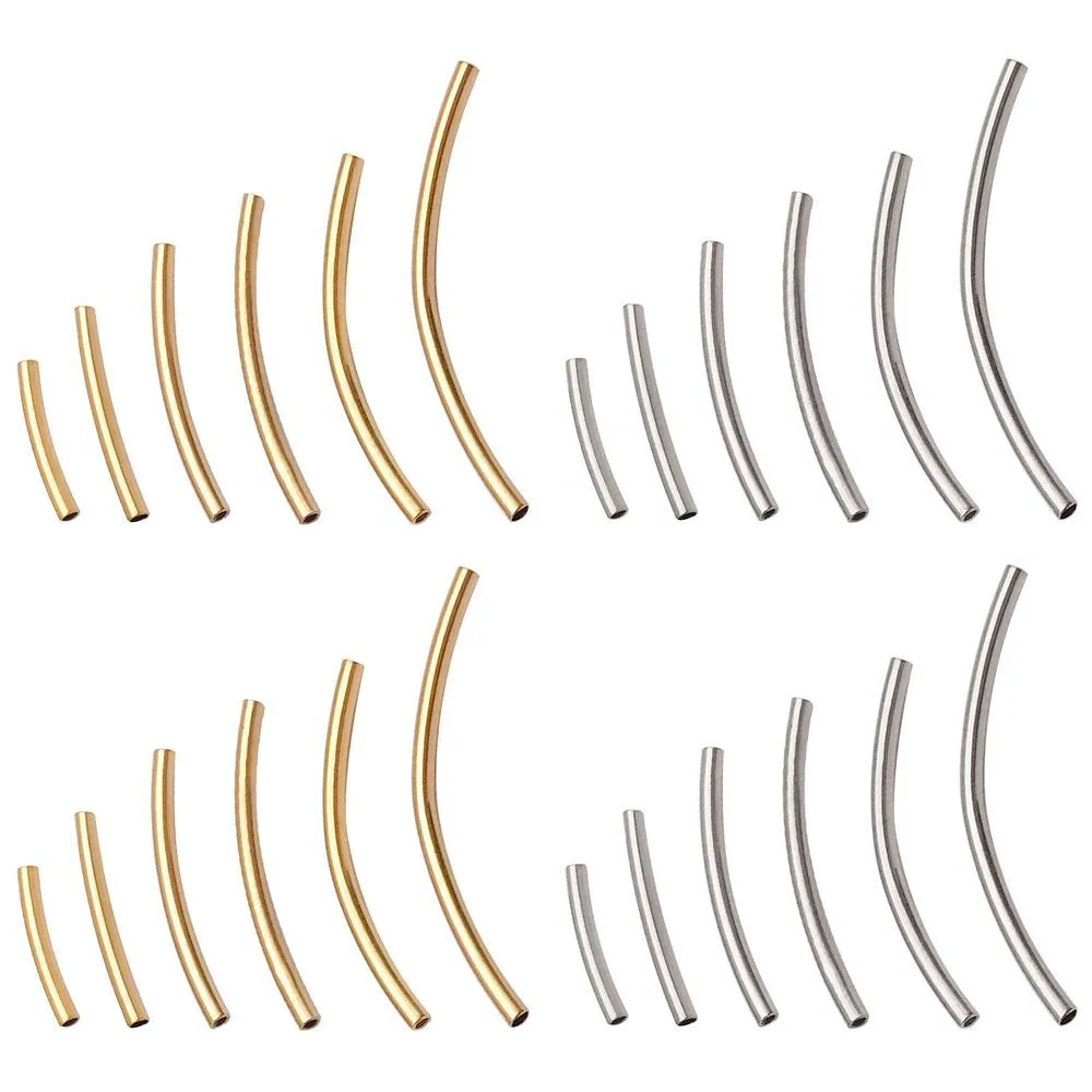 Stainless Steel Curved Tube Pendant DIY Jewelry Making Connector Smooth Curved Tube Spacer Beads Jewelry Accessories