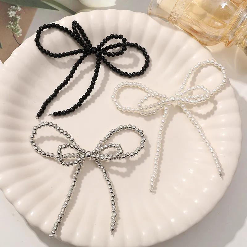 Artificial Pearl Bow DIY Handmade Shoe Flower Shoe Buckle Bag Hanging Ornament Earring Accessory Cute Decorative Craft