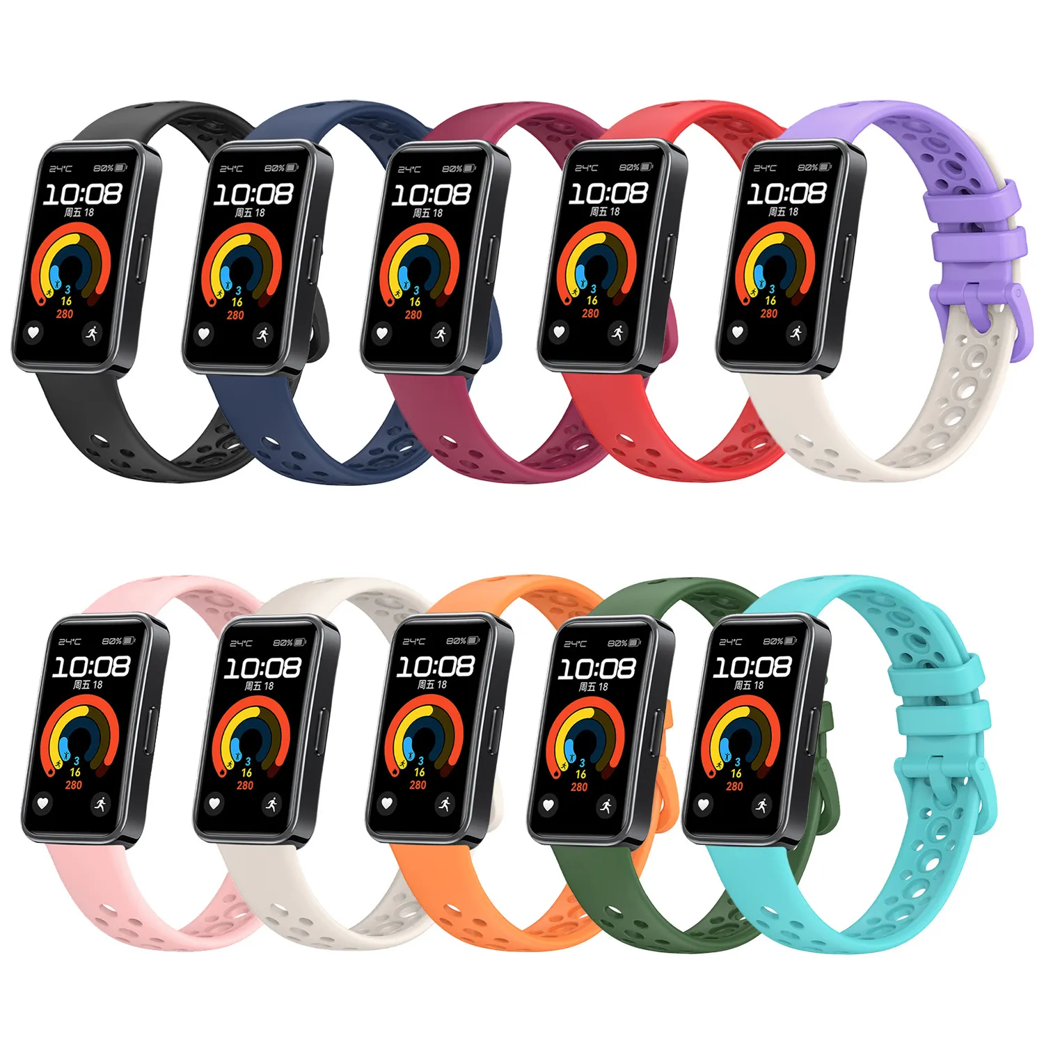 Silicone Watch Band Replacement Strap Breathable Mesh Wristband Soft Sport Wrist Strap For Smartwatch Accessories