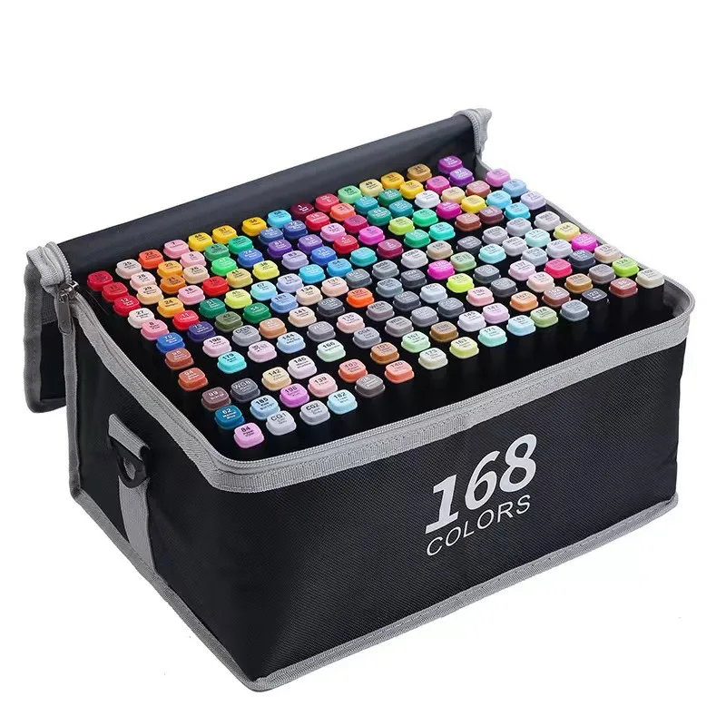 Dual Tip Art Marker Pens Set Oily Watercolor Sketch Pens With Storage Bag For Drawing Painting School Office Supplies