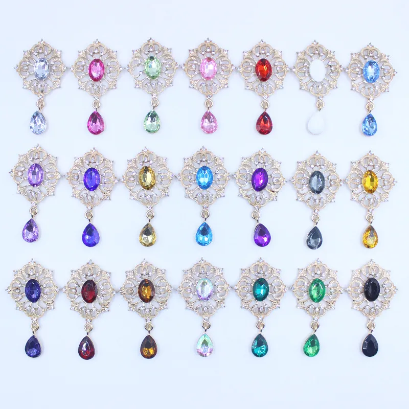 Legering Goud Basis Traan Strass Hanger Bloem Drukknop DIY Kleding Geschenkdoos Jurk Decoratieve Accessoires