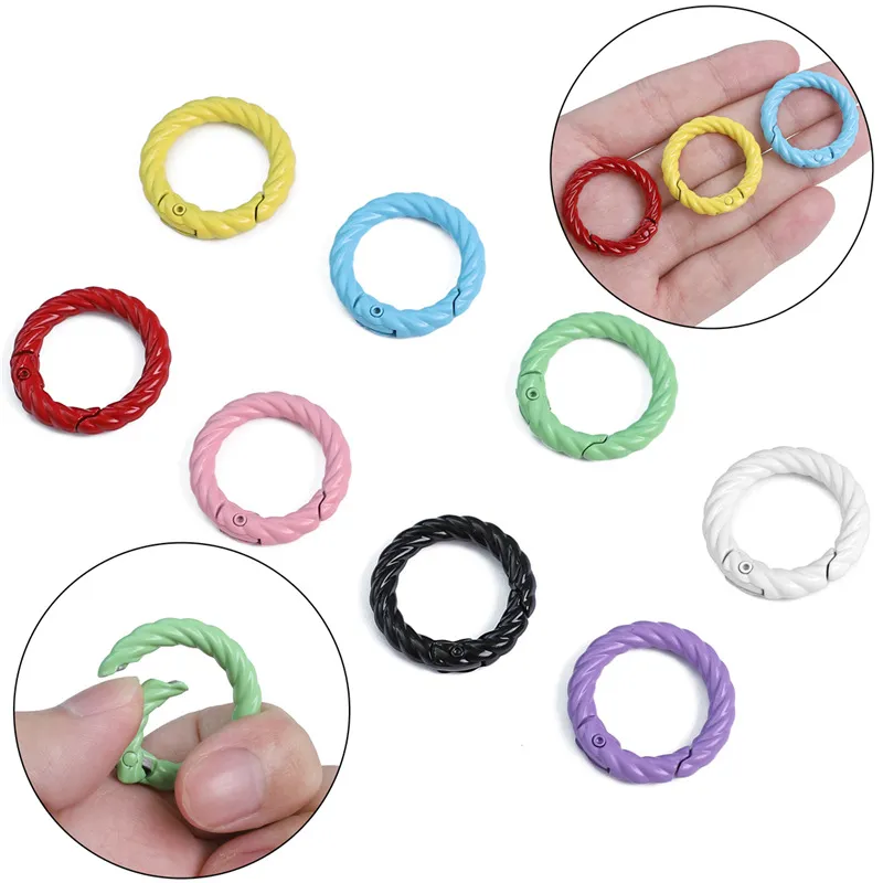 Anneau Ressort Torsion Alliage Couleur Bonbon Mousqueton Rond Porte-Clés DIY Sac Charme Porte-Monnaie Clip Snap Crochet Bijoux Fabrication Accessoires