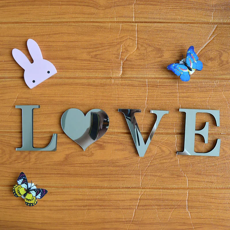 Adesivi Murali in Acrilico Specchio 3D Lettere Inglesi Citazione Decorazioni per la Casa