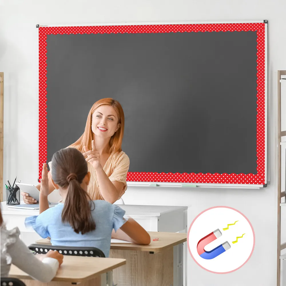 Borde Magnético Decoración Pizarra De Aula Borde Ondulado Topes Rojos Bordes De Tablón De Anuncios Para Escuela Oficina
