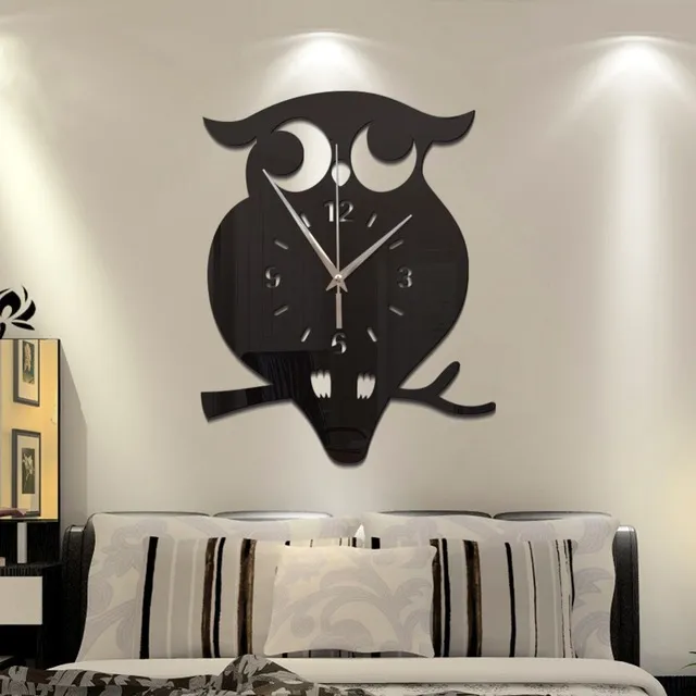 Modern Minimalist Acrylic Mirror Owl Wall Clock Creative 3D Wall Sticker Clock For Living Room Bedroom Home Decor