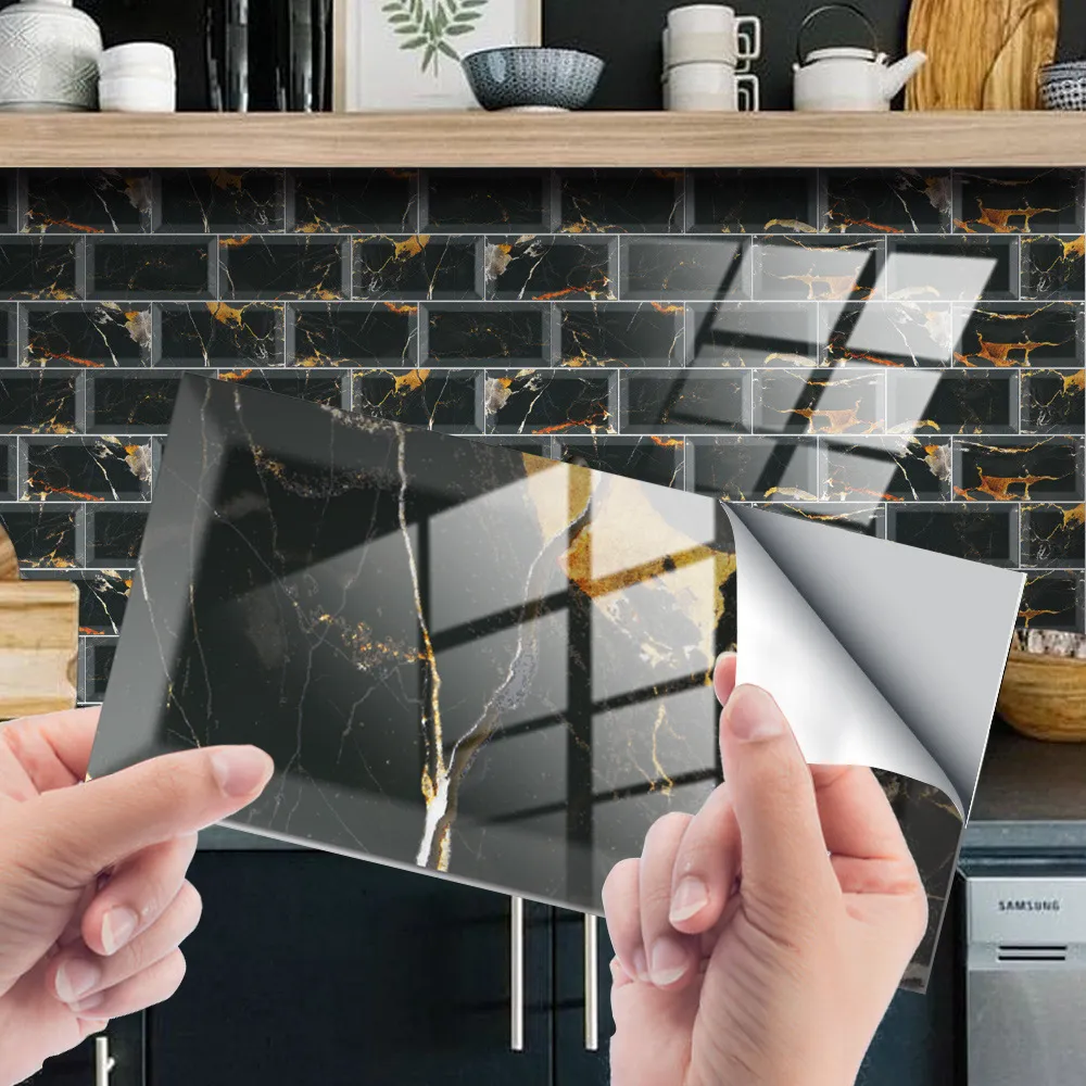 Waterproof Self-Adhesive Marble Wall Stickers Home Renovation Crystal Tile Decals