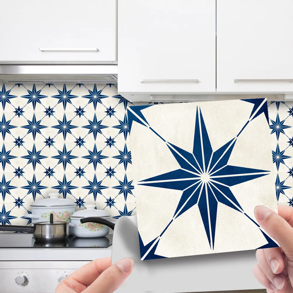 Zelfklevende PVC Mozaïek Tegelstickers Waterdichte Geometrische Ster Muurstickers voor Keuken Badkamer Woondecoratie