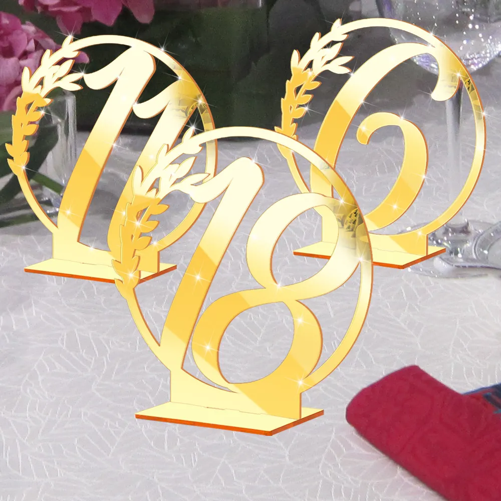 Acrylic Wedding Table Number Cards Gold And Silver Mirror Table Place Card Holders Stand For Party Decor