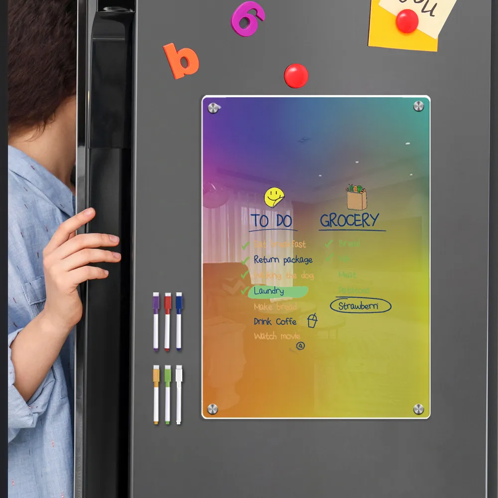 Colorful Acrylic Weekly Planner Memo Board Magnetic Fridge Calendar Board With Erasable Whiteboard Pens For Home Office