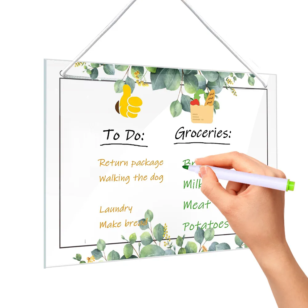 Acrylic Hanging Weekly Planner Board Clear Dry Erase Calendar Memo Board For Home Office Wall Decor With Hanging Rope