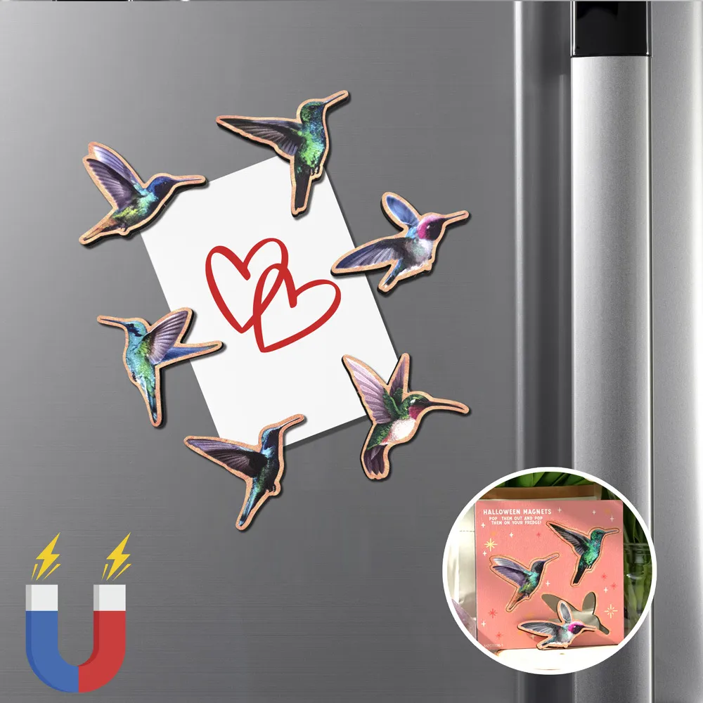 Houten Magnetische Koelkaststickers Cartoon Vluchtende Vogel Keuken Huis Decoratieve Schattige Dieren Magnetische Decals