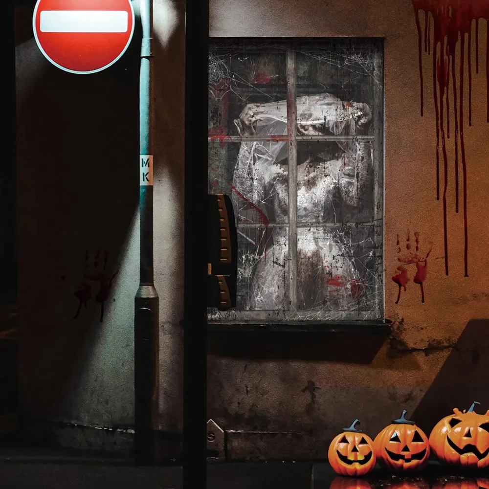 Halloween Bloederige Non Gezicht Doek Raam Hangende Decoratie Enge Vnep Raam Backdrop Feest Decor Rekwisieten