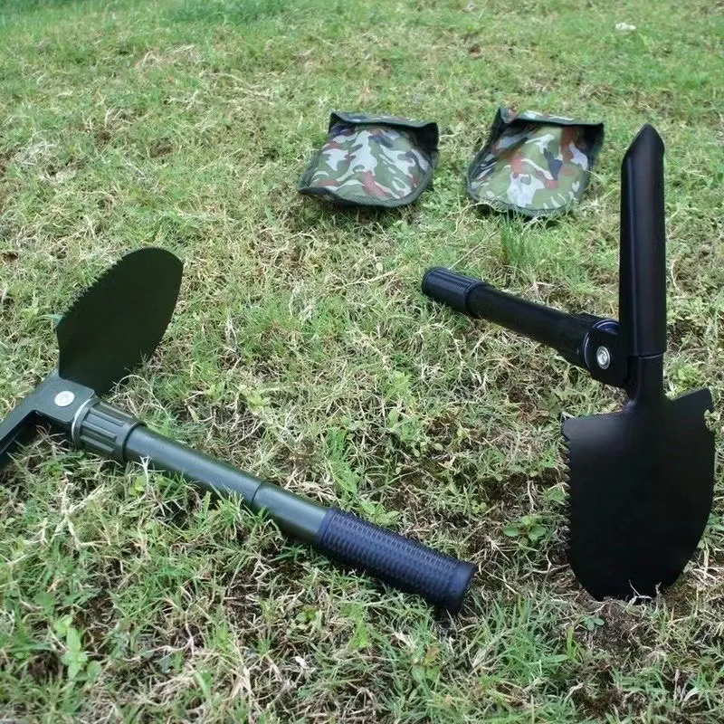 Foldable Multi-Functional Trenching Shovel Portable Cast Iron Camping Tool With Pickaxe For Outdoor Survival And Emergency