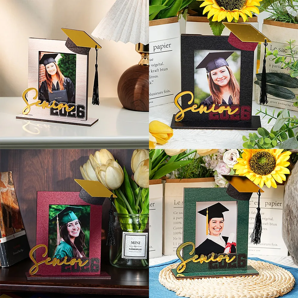 Cornice per Foto di Laurea in Wood Supporto da Tavolo Nappa in Acrilico Ornamento da Scrivania Decorazione Regalo per la Laurea