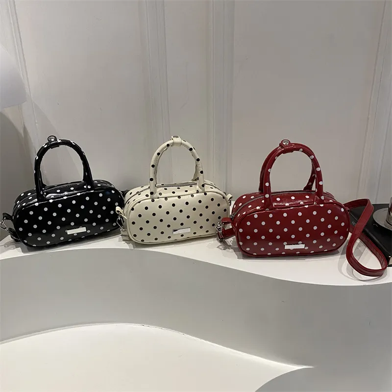 Dames Mode Polka Dot Schoudertas PU Leder Urban Minimalistisch Chic Handtas Dagelijks