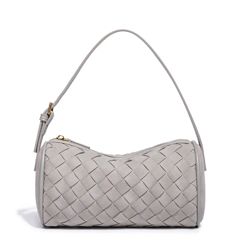 Dames Geweven Schoudertas Zacht PU Leer Handtas Casual Retro Kussentas Veelzijdige Geweven Tote Tas Dagelijkse Clutch