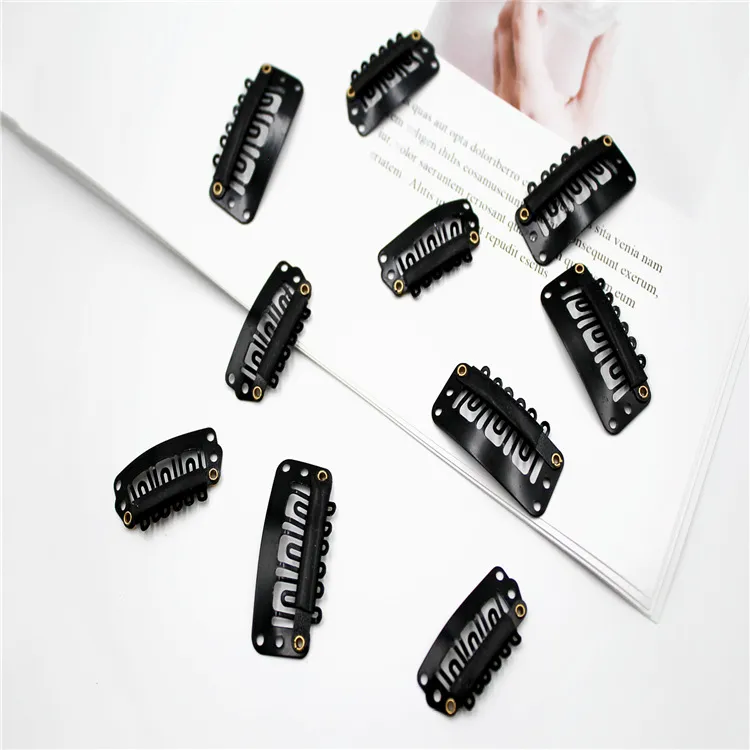 Schwarze U-Förmige Haarverlängerungs-Clips Mit Silikonstreifen Eisen Einhornlack BB-Clips Für Perückenfixierung Styling-Werkzeuge Zubehör